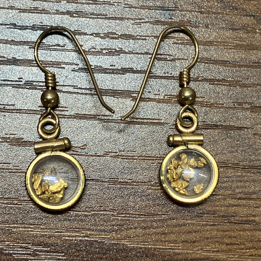 Vintage Gold Filled Earrings with Gold Flakes